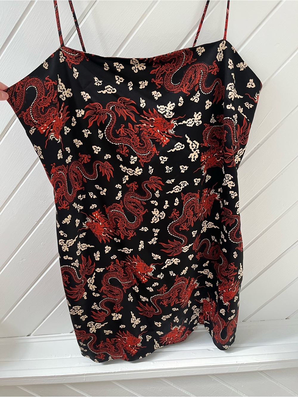 Zara Black Mini Slip Dress with Red Dragon Print - Picture 2 of 8